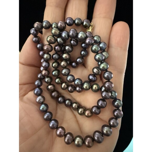 Vtg South Sea Style FAUX Cultured Pearl Yellow Goldtone Clasp Necklace 24" READ* - Picture 1 of 11